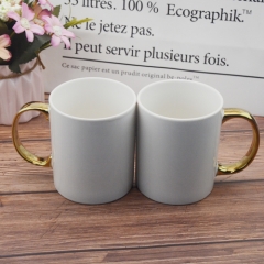 400ml ceramic coffee mug with golden ring handle