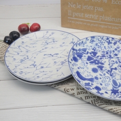 Modern design of 8-inch blue all-round printed western plate