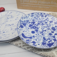 Modern design of 8-inch blue all-round printed western plate