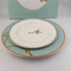 蓝白印花陶瓷盘双层蛋糕支架婚礼或餐厅使用