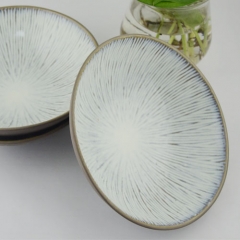 Japanese style 600ml irregular grey salad porcelain plate