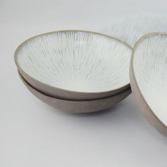 Japanese style 600ml irregular grey salad porcelain plate