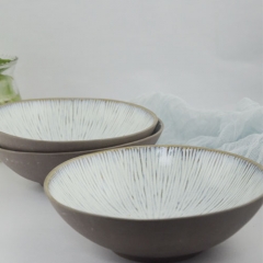 Japanese style 600ml irregular grey salad porcelain plate