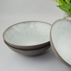 Japanese style 600ml irregular grey salad porcelain plate