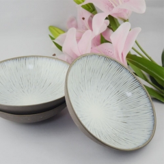 Japanese style 600ml irregular grey salad porcelain plate