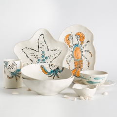 Wholesale fine china colorful tableware set special design porcelain  dinnerware set