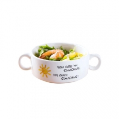 2018 Hot popular custom print ceramic bowl with handle