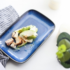 日式7英寸陶瓷厨房餐盘长方形甜品餐盘套装