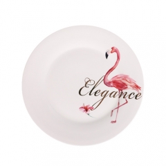 2018 hot selling flamingo design printing porcelain dinner plate