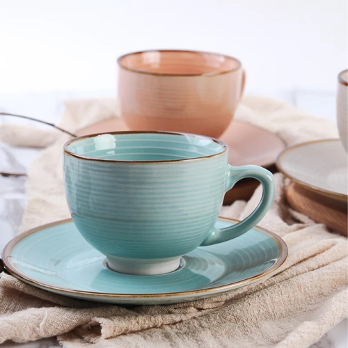 Wholesale Classic  design color print design coffee cup ceramic cup and saucer set