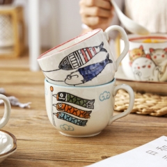 Newest design Japanese style custom logo 500ml ceramic mug