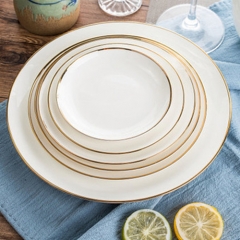 Wholesale round restaurant ceramic charger plate custom dinner set