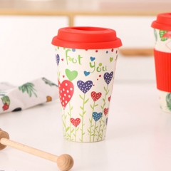 ceramic cup  silicone cover personalized cup with cover