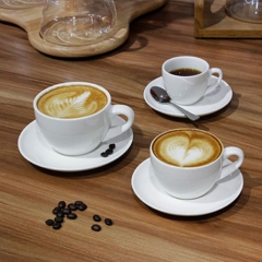 200ml custom logo white porcelain coffee cup and saucer