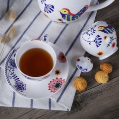 Wholesale custom decal coffee pot set ceramic tea pot set with sugar pot