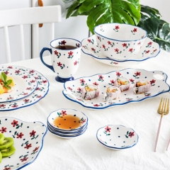 Japanese hand-painted small safflower ceramic tableware mug breakfast tableware