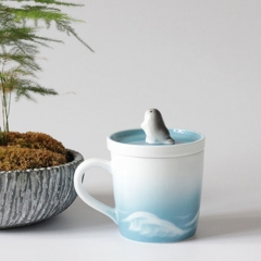 Beatiful animal ceramic mug deer dolphin seal personalized 3D animal coffee cup
