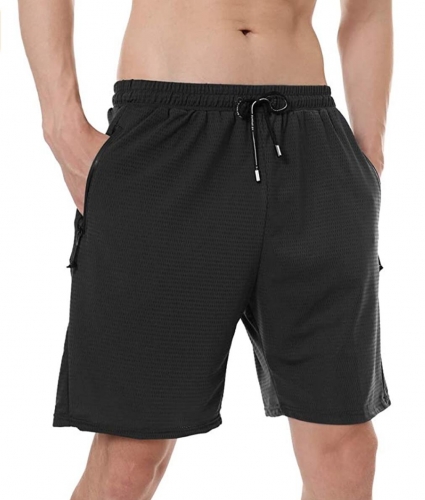 Men's Sports Shorts Breathable Jogging and Training Shorts Fitness Pockets with Zip Tennis Shorts Leisure Sport Style