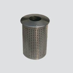 Outdoor Round Perforated Metal Trash Bin