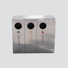 large stainless steel park waste bin