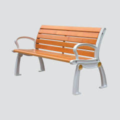 wood park bench with cast iron leg