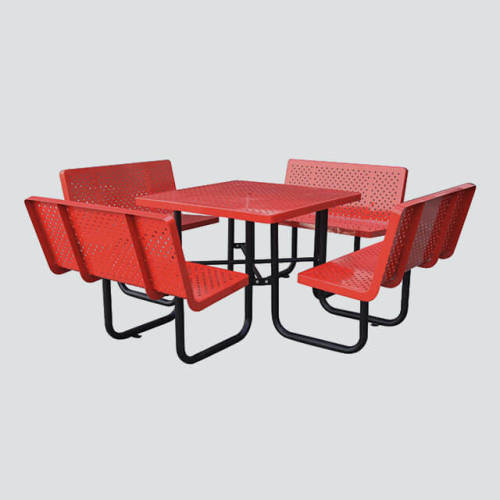large square picnic table with backrest bench