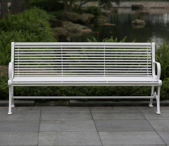 outdoor metal leisure white bench