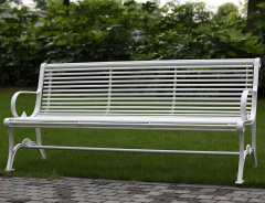 outdoor metal leisure white bench