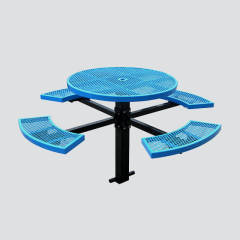 Embedded Round picnic table with four benches