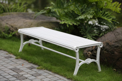 white outdoor park backless bench