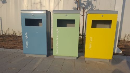 outdoor street metal garbage bins