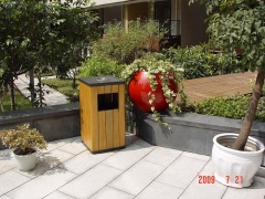 outdoor garden street wood simple garbage can