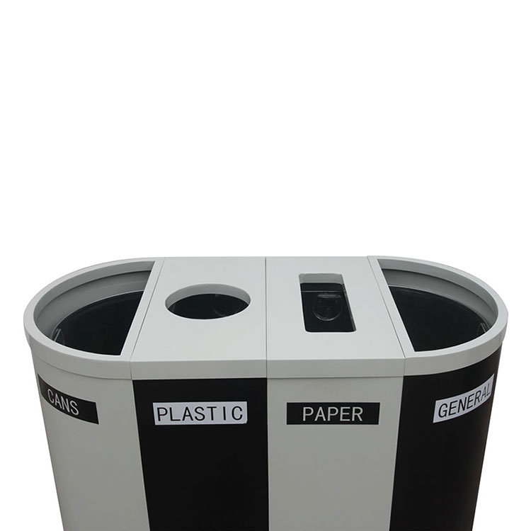 modern metal sorting trash bin