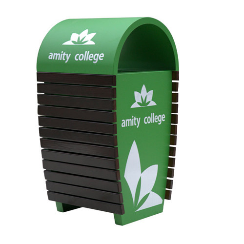 green school trash trash bin