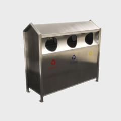 stainless steel 3 compartment garbage bin