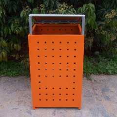 orange outdoor square trash can
