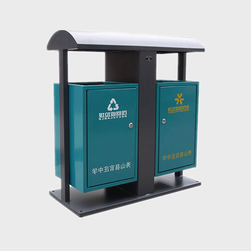 double compartment steel trash can