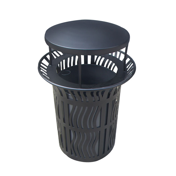 outdoor metal dustbin with lid
