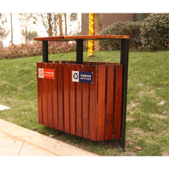 Outdoor garden Wooden Recycling Trash Can