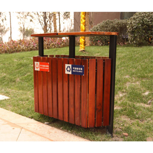 Outdoor garden Wooden Recycling Trash Can