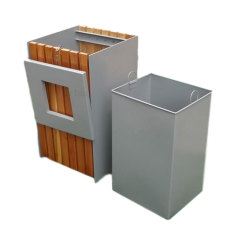 Outdoor Square Wood Garbage Dustbin