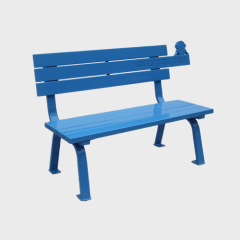 Simple outdoor wood blue patio bench