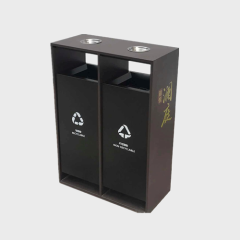 dual compartment steel garbage can