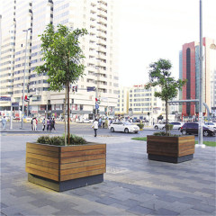 large tree pots outdoor street wood flower planter