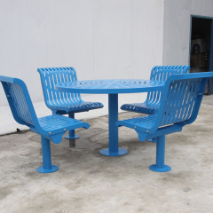 Flat steel table and chair for Germany