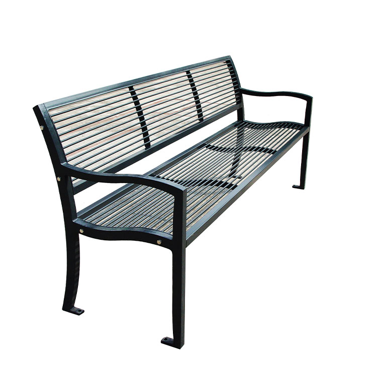 outdoor steel public garden seating bench simple metal bench