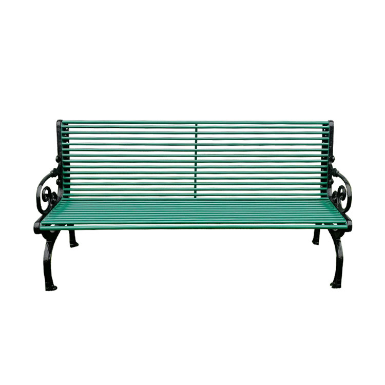 outdoor seating metal green bench