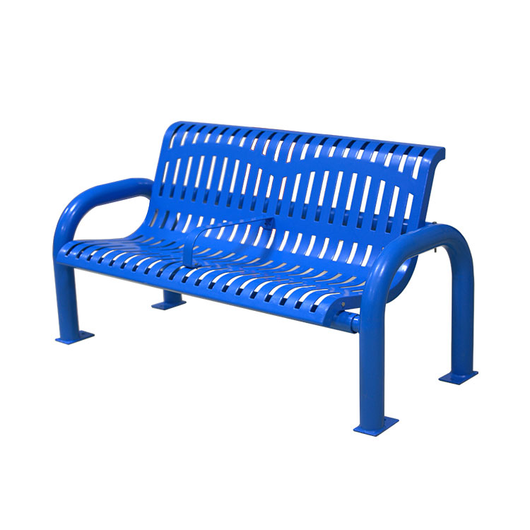 modern outdoor garden blue bench