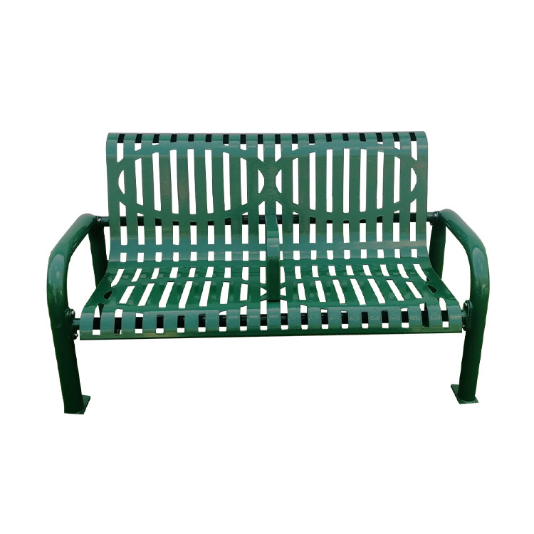 outdoor park benches powder coated steel seat