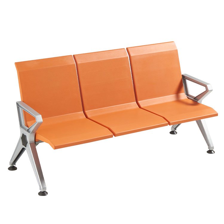 steel airport 3 seater orange waiting chair